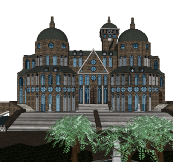 欧式教堂su模型