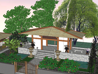 日式庭院景观su模型