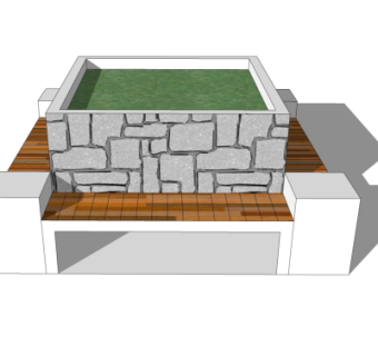 现代花坛坐凳su模型