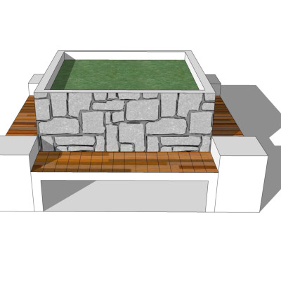 现代花坛坐凳su模型