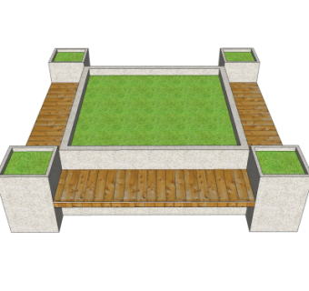 现代花坛坐凳su模型