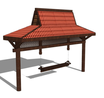 中式秋千su模型