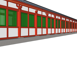 中式走廊su模型