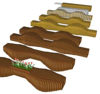 现代共用椅组合su模型
