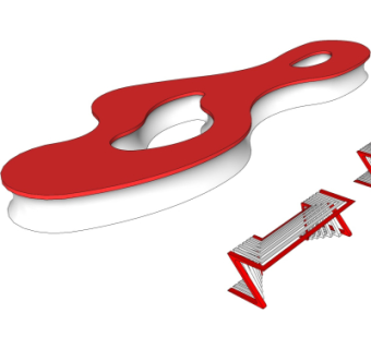 现代户外座椅su模型