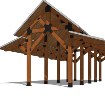 现代实木走廊免费su模型