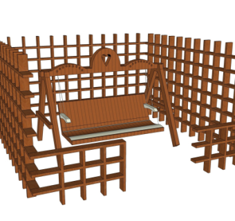 现代实木秋千su模型