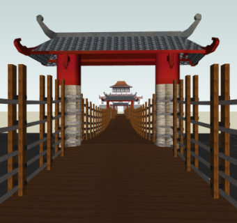 中式古建殿宇su模型