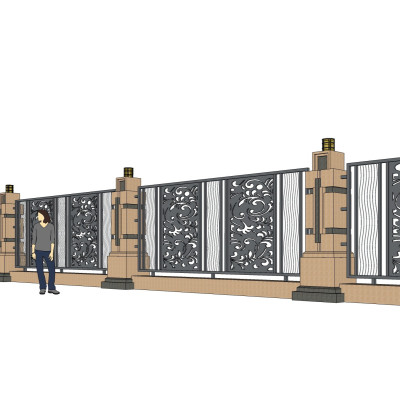 新古典围墙su模型