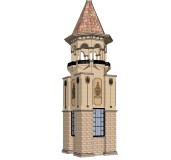 欧式塔楼su模型