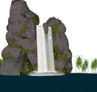 自然风瀑布景观su模型