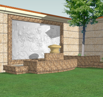 欧式景观墙su模型