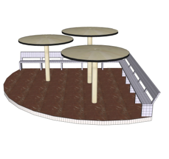 现代户外桌椅su模型