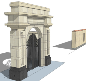 欧式大门围墙免费su模型