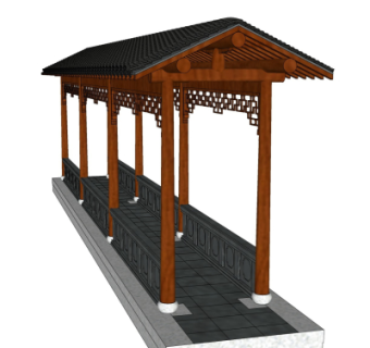 中式长廊免费su模型