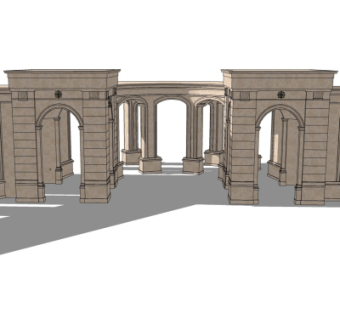 欧式大门围墙免费su模型