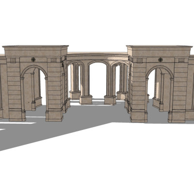 欧式大门围墙su模型