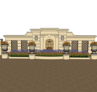 欧式景观墙免费su模型