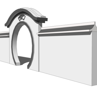 中式景观墙免费su模型