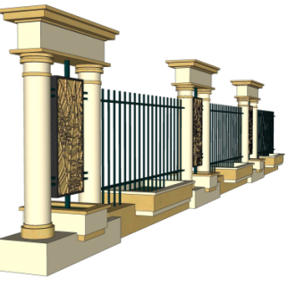 欧式围墙栏杆su模型