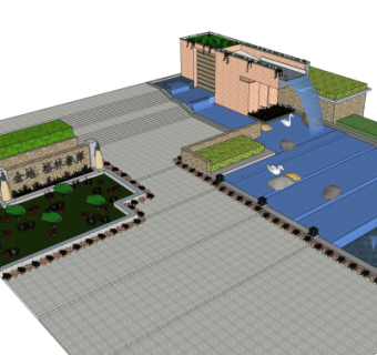 现代公园景观局部su模型