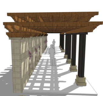 现代景观长廊免费su模型