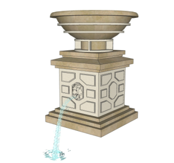 欧式喷水花钵免费su模型