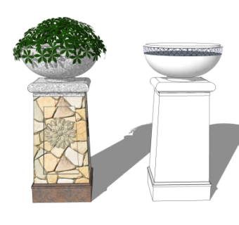 欧式花钵柱免费su模型