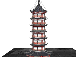 中式古建宝塔su模型