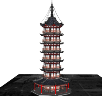 中式古建宝塔su模型