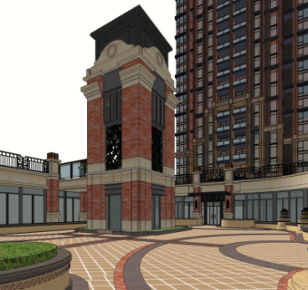 新古典塔楼公寓楼su模型