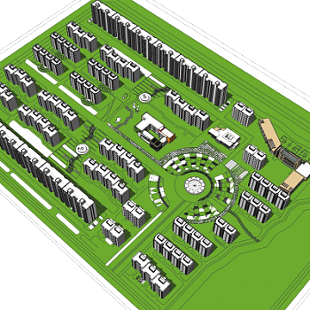 现代小区规划su模型