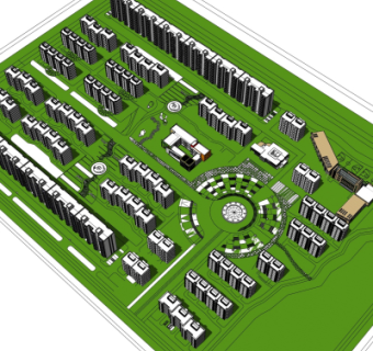 现代小区规划su模型