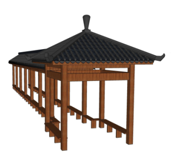 中式长廊免费su模型