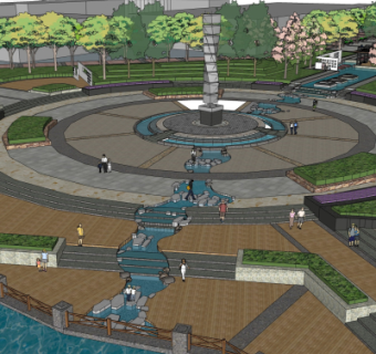 现代广场景观su模型