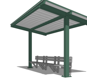 现代公交候车亭su模型