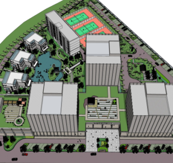 现代小区规划su模型