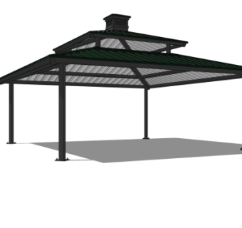 工业风金属雨棚su模型