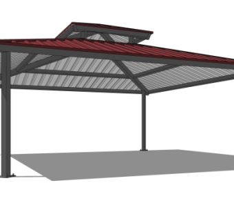 工业风金属雨棚su模型