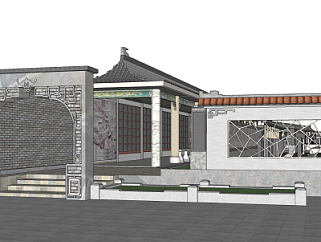 中式陵园规划su模型