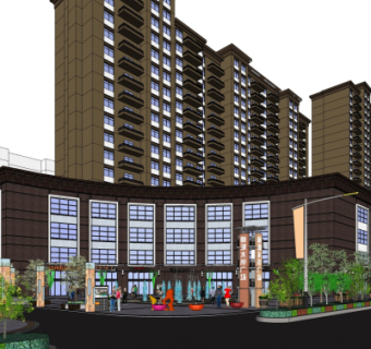 现代商业街su模型