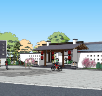 中式客栈酒楼su模型