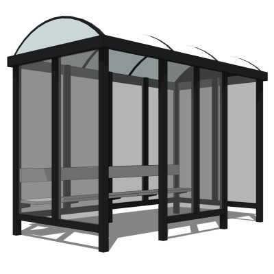 现代公交候车亭su模型