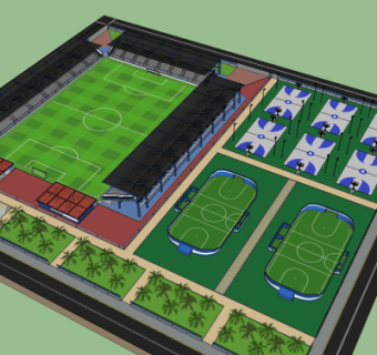 现代足球场su模型