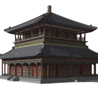 中式古建殿宇su模型