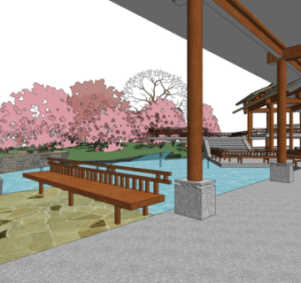 中式园林景观su模型