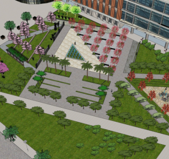 现代商业区景观设计su模型