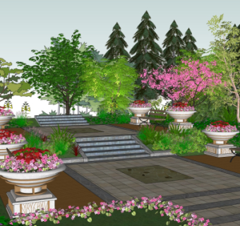 欧式公园景观su模型