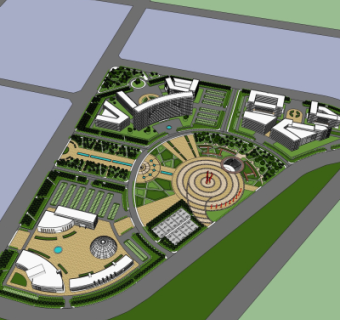 现代商业区规划su模型