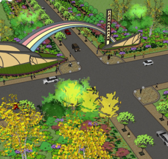 现代产业园大门免费su模型